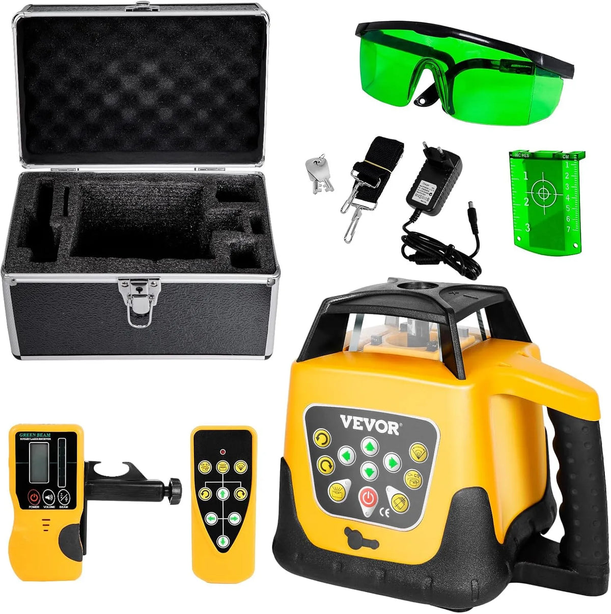 VEVOR IP54 Niveau laser et laser lignes croisées: auto-nivelant, inclinaison réglable, pivotant, 500 m, pour l'entretien automobile, vert
