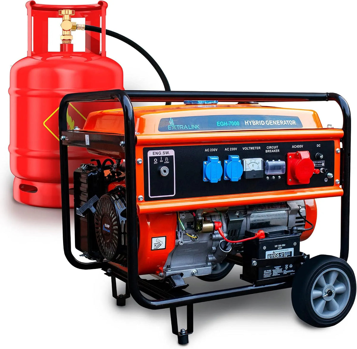 EXTRALINK EGH-7000 Groupe électrogène et générateur de secours, 7 kW, 7000 W, 230 V, 25 l