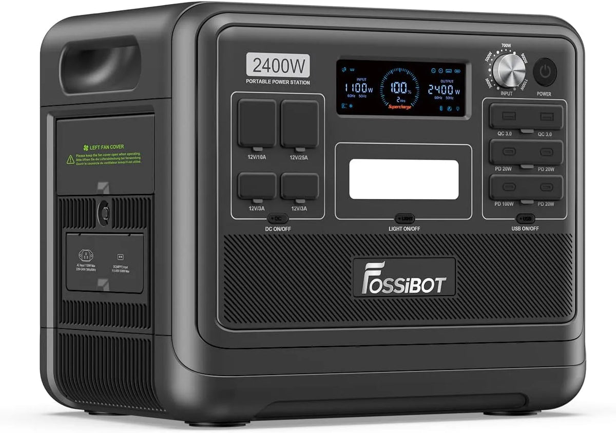 FOSSIBOT F2400 Station électrique portable et générateur solaire, alimentation solaire, 2048 Wh, 2400 W, 4800 W, 230 V, avec USB-C