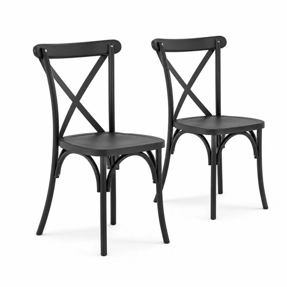 Set de 2 chaises en métal noir pour extérieur