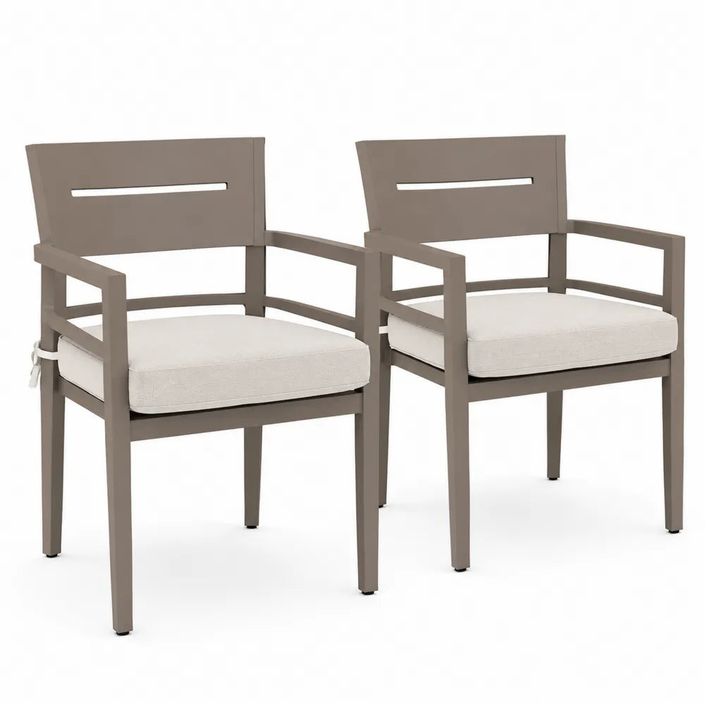 Ensemble de 2 chaises d'extérieur en aluminium avec coussins crème