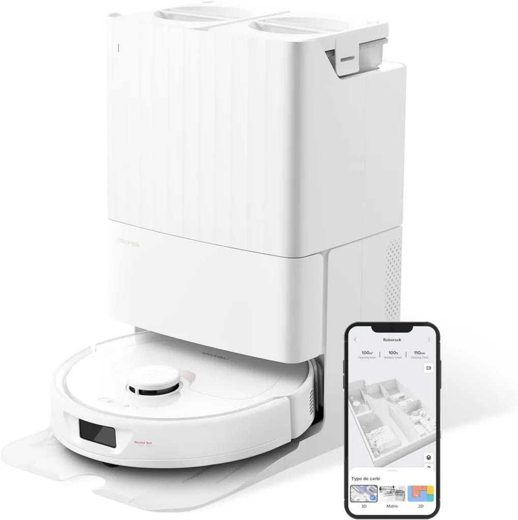 Aspirateur Robot Roborock Qrevo avec Station Auto-nettoyante, 5500 Pa, Lavage Double Rotatif, Cartographie 3D