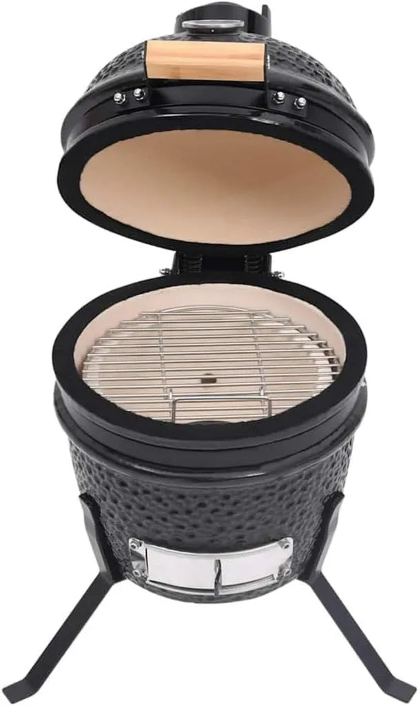 Barbecue Kamado en Céramique 56 cm Noir 2 en 1 - Maison et Jardin