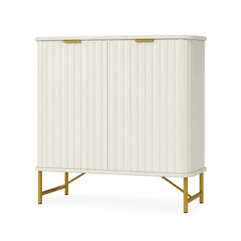 Armoire en bois MDF blanc avec pieds métalliques dorés 100x40x120 cm