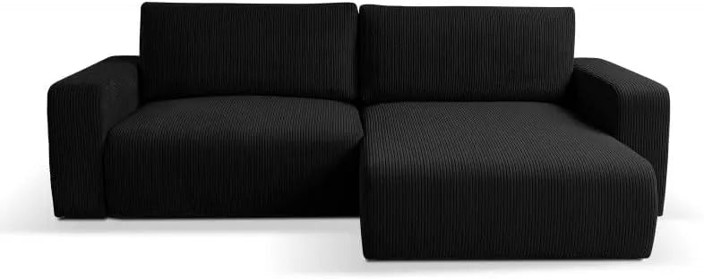 Canapé d'angle et canapé panoramique – GAYAO, en velours côtelé, convertible, noir