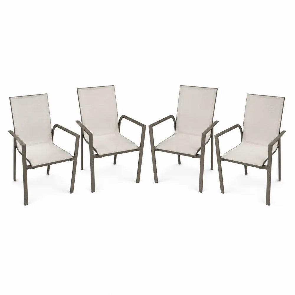 Ensemble de 4 chaises en métal et tissu beige