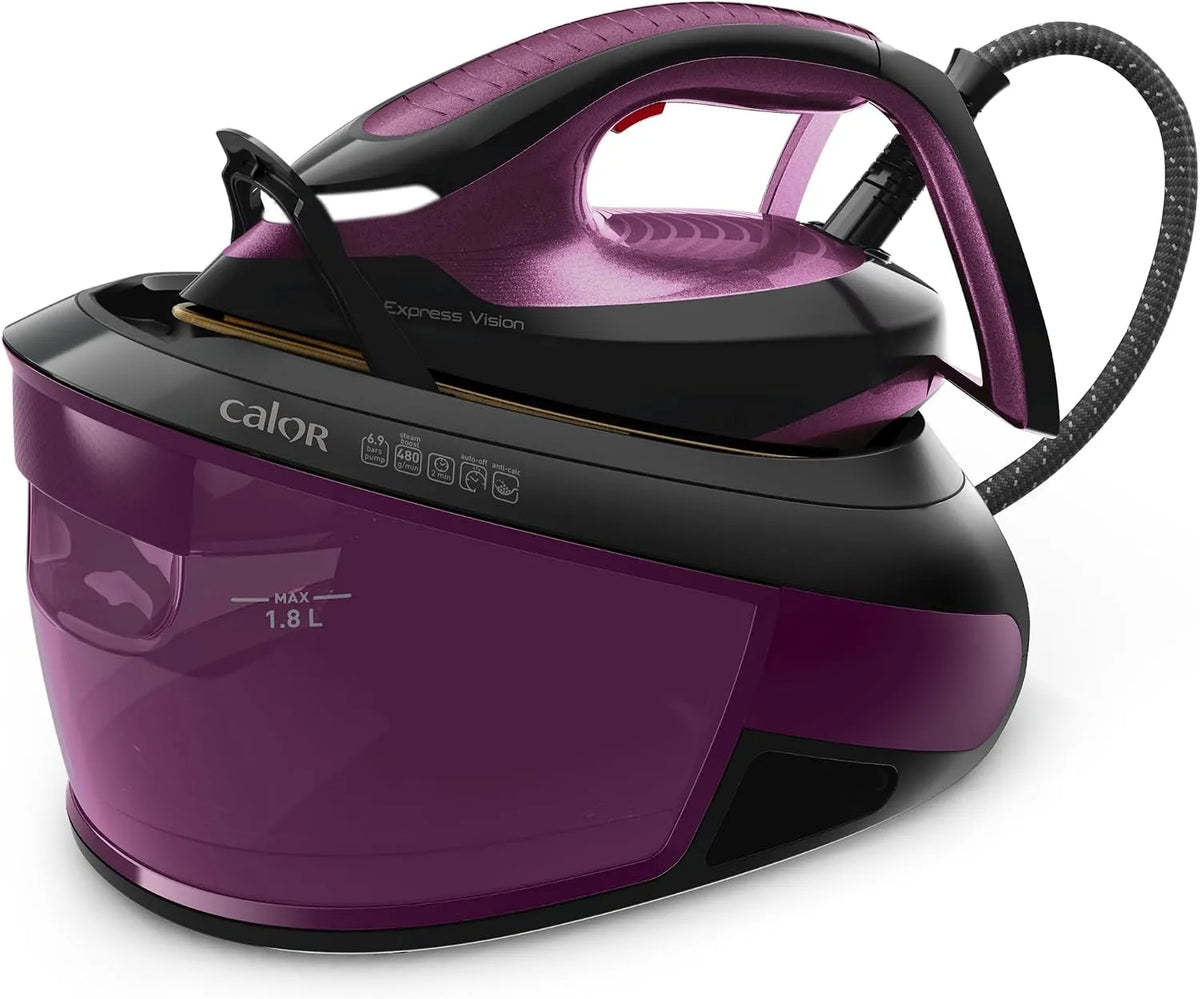 Express Power Vision Centrale Vapeur LED Vision, Calor, 6,9 bars, Violet, Centrale vapeur capable d'éliminer les plis tenaces grâce à sa technologie