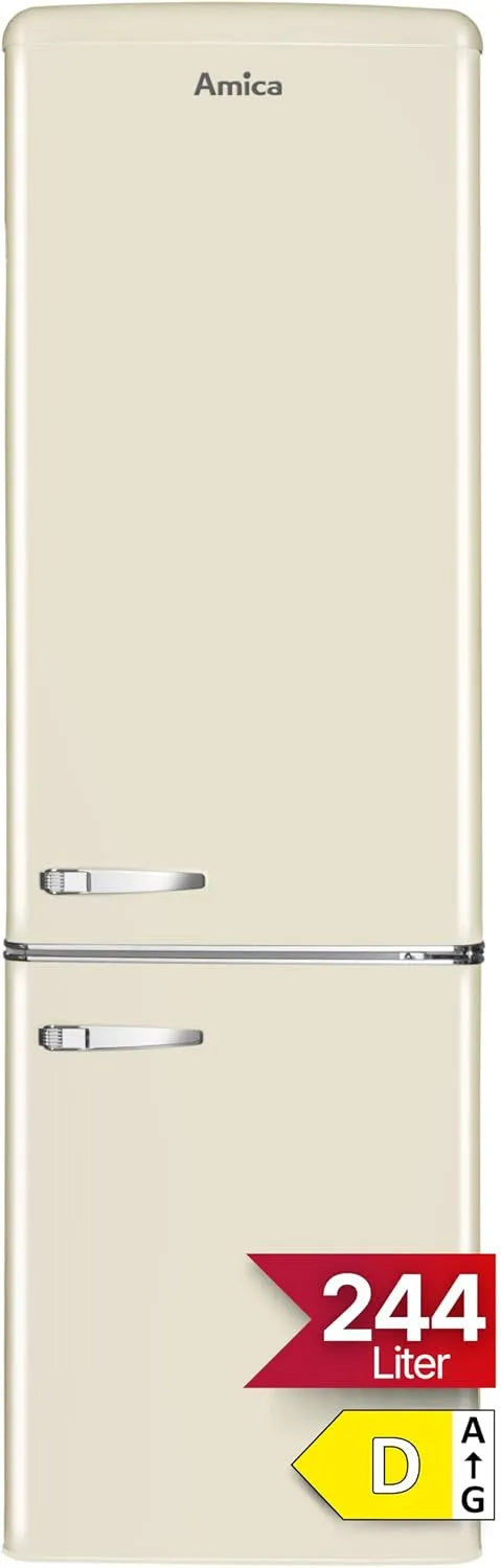 Amica Congélateur, 244 L, autonome, armoire congélateur, 181 cm de haut, 55 cm de large, Amica KGCR 387 101 B Retro Réfrigérateur-congélateur