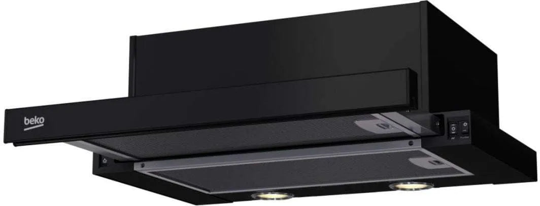Beko CTB6250B Hotte aspirante, 420 m3/h, 69 dB, hotte de cuisine, encastrable, noir, semi-encastrée, Conduit