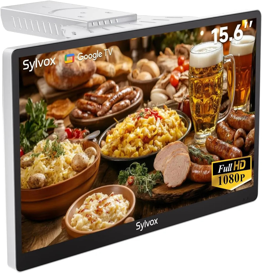 Google 1080P Smart TV, 15, 6 pouces, 12 V, téléviseur, triple tuner DVB-T2, S2, Wi-Fi, Bluetooth, Full HD, camping, Pliage 90°, Camping-Car, SYLVOx 15