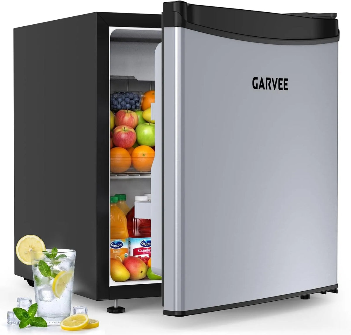 Réfrigérateur, 45 L, 0 à 18 °C, 41 dB, silencieux, acier inoxydable, 5 Niveaux de Température, Tiroir à légumes, Refroidissement Rapide, Idéal Chambre