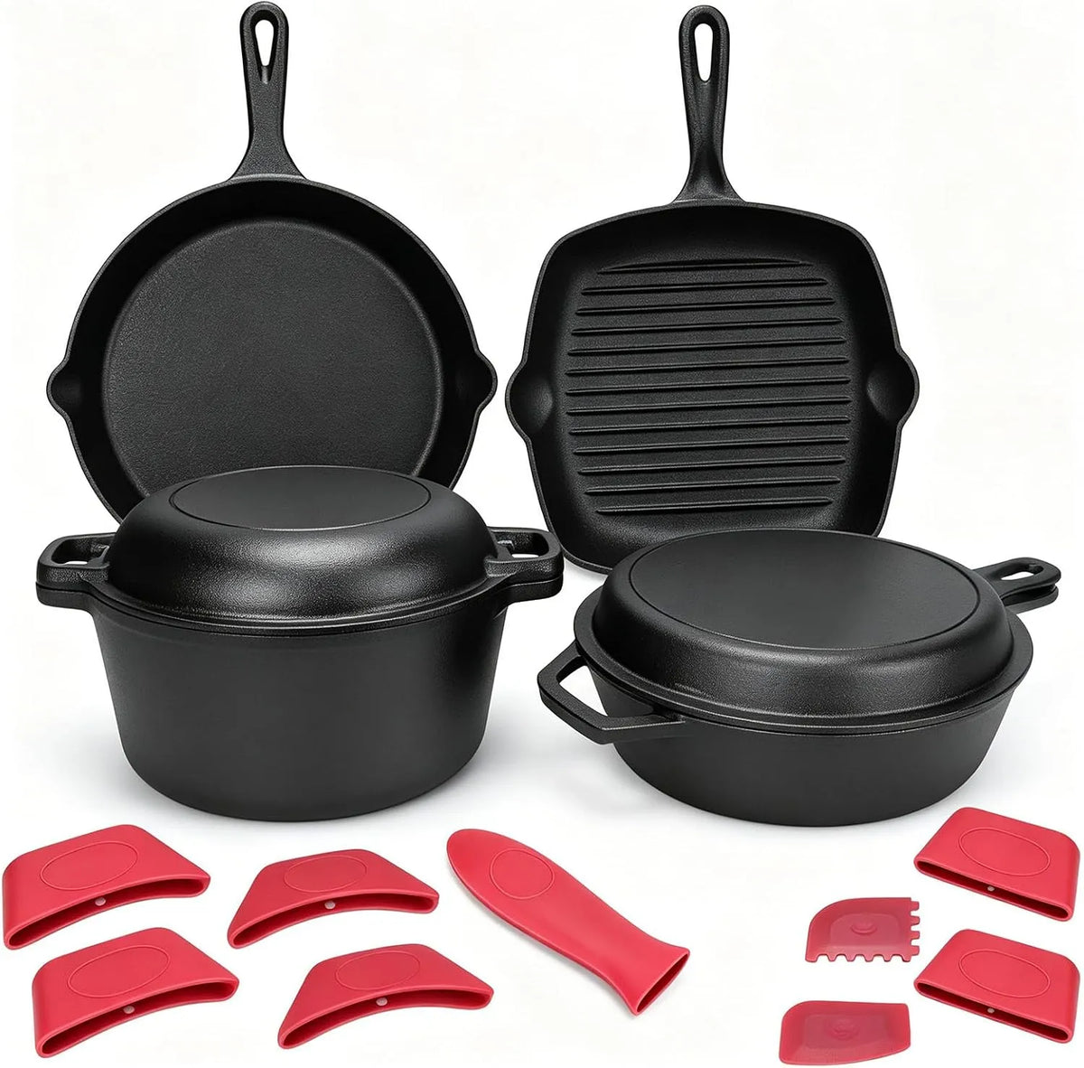 Cuisinière avec four, 28 cm, GFTIME, gril, camping, fonte, cocotte 3,2 QT avec couvercle de poêle, poêle à frire 30,5 cm, barbecue