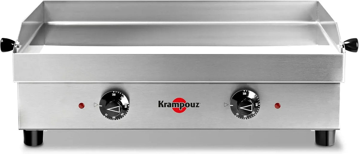 Plaque de cuisson, 54 x 33 cm, 2 foyers, KRAMPOUZ PFSB2AA-KR, thermostat, acier inoxydable, 2 Thermostats jusqu'à 300 °C, 2500 Watts