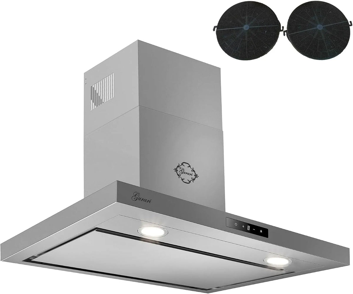 Hotte aspirante, 90 cm, 1000 m3/h, hotte de cuisine, installation murale, tactile, acier inoxydable, GURARI Hotte murale CH 5001+ recirculation