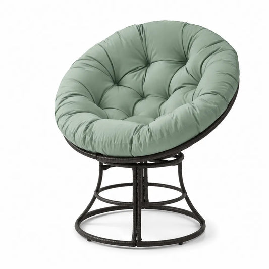 Fauteuil Papasan en Rotin avec Coussin Vert Ø100 cm