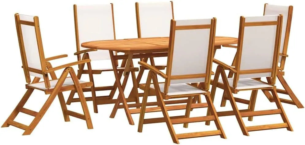 Chaises de jardin – en bois, 7 pièces