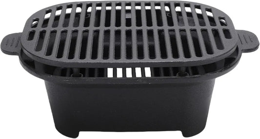 Gril Hibachi Portable en Fonte pour Camping, Cuisine Extérieure Efficace au Charbon de Bois