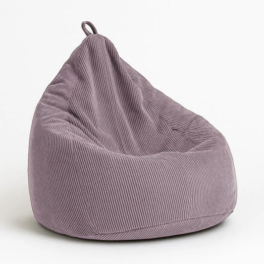 chilly pilley® Pouf en Velours côtelé avec Remplissage EPS — avec coussins, 85 × 125, violet