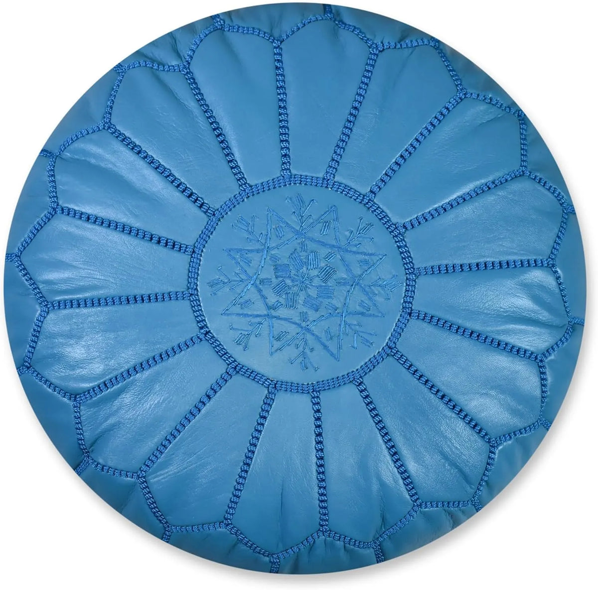 Poufs&Pillows Pouf Artisanal Marocain en Cuir Véritable Fait Main – avec coussins