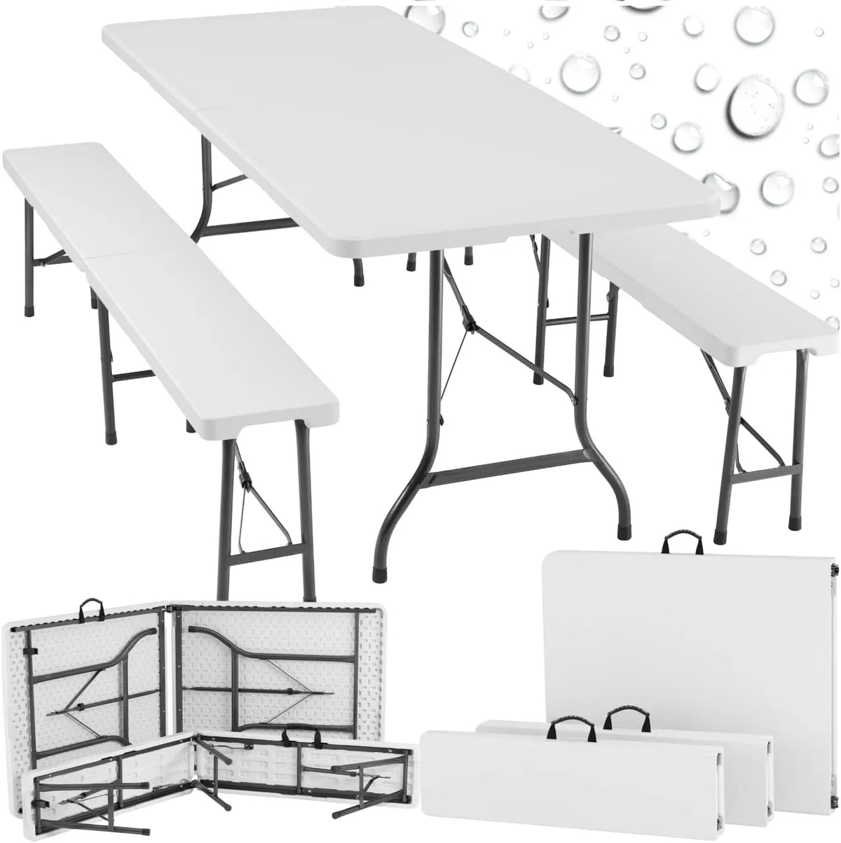 tectake Banc de jardin et banquette de terrasse – avec poignée, en acier, format compact, format léger