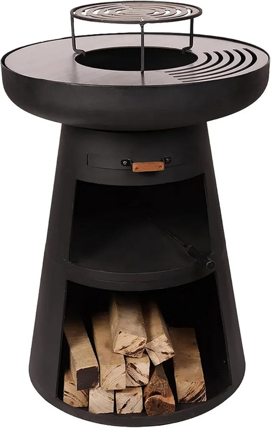 Grill en Acier avec Brasero et Couvercle Étanche, Diamètre 60 cm