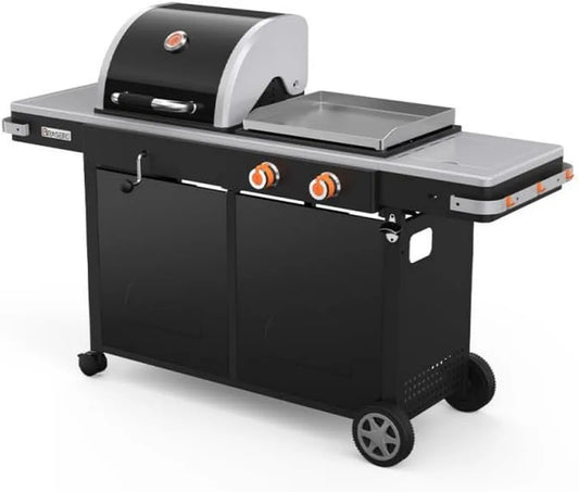 Brasero Favex Bi-Energy L - Plancha et Barbecue à Charbon - Inox 49x42 cm - Grille 48x42 cm - Pour 10 à 12 Personnes