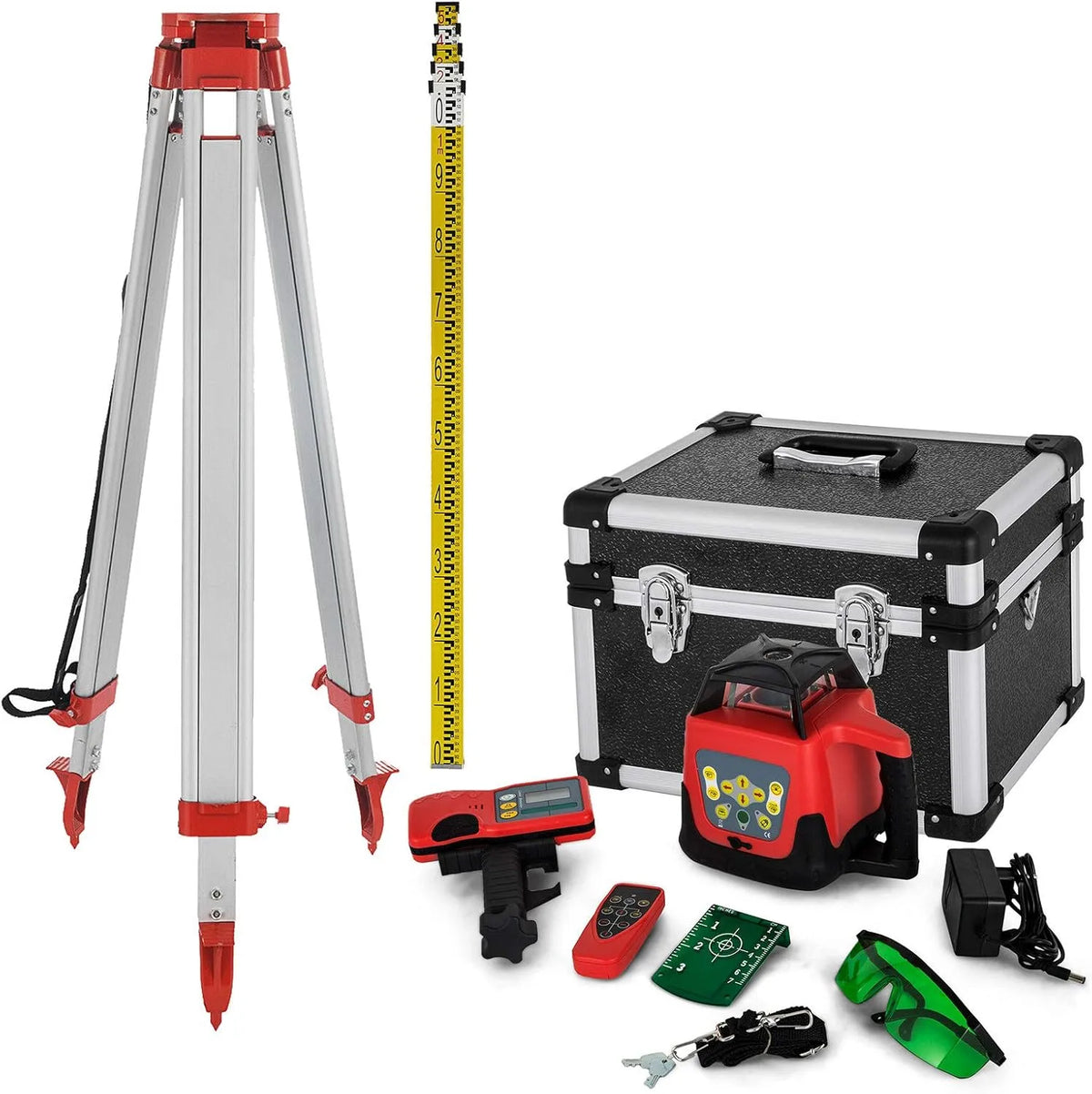 VEVOR Niveau laser et laser lignes croisées: auto-nivelant, manche télescopique, pivotant, usage professionnel, 500 m, 65 m