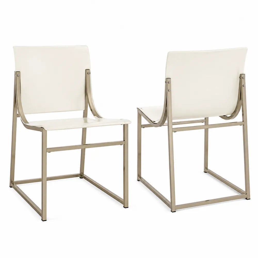 Ensemble de 2 chaises en acier inoxydable et polypropylène blanc