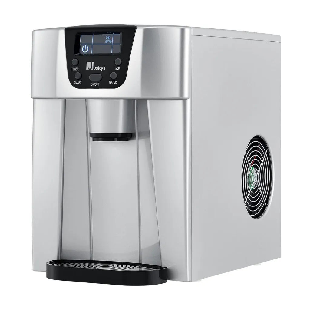 Machine à glaçons 2-en-1 avec distributeur et minuterie, jusqu'à 12 kg/jour, argentée