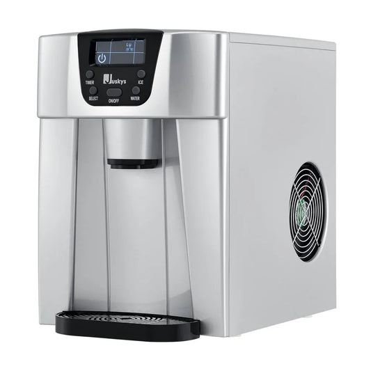 Machine à glaçons 2-en-1 avec distributeur et minuterie, jusqu'à 12 kg/jour, argentée