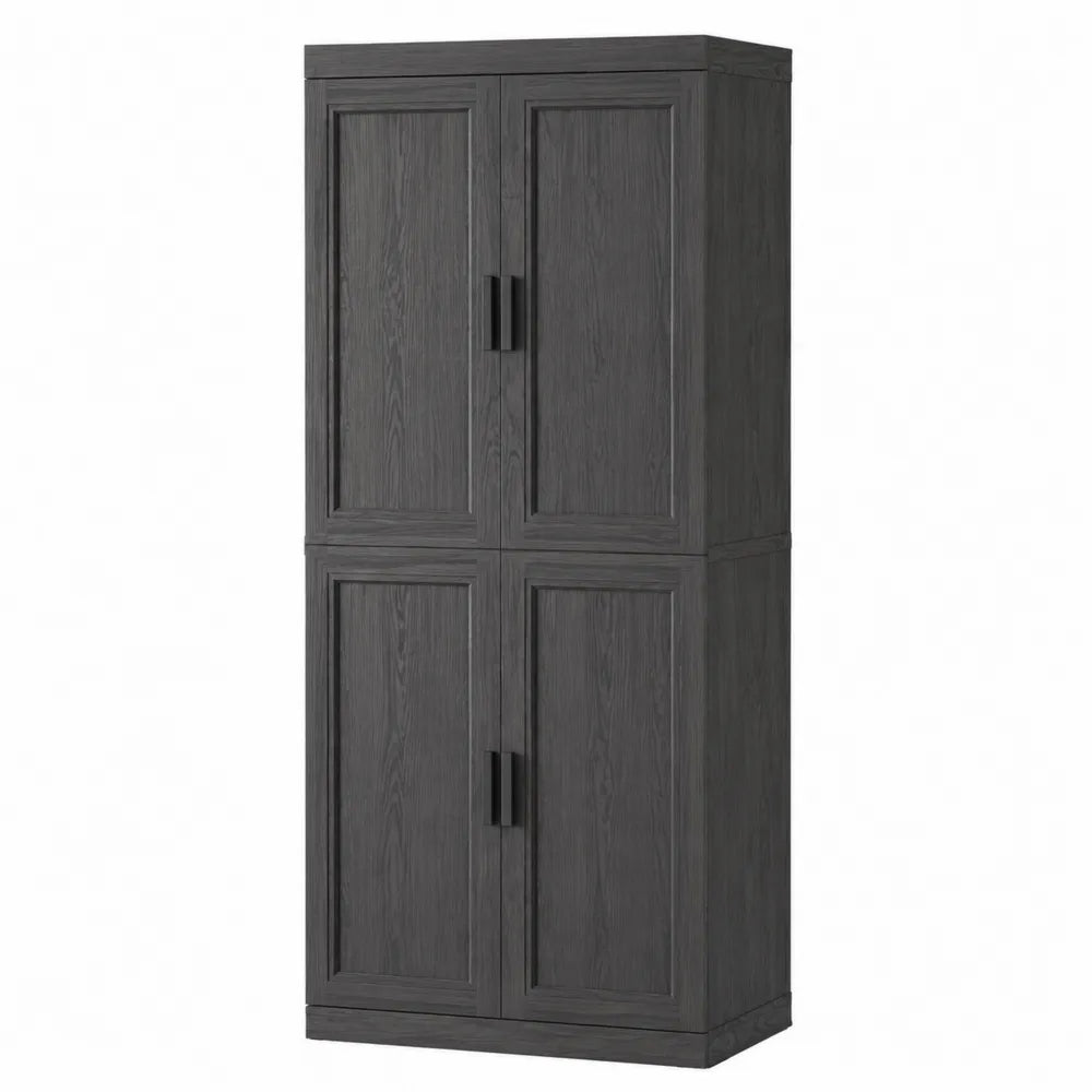Armoire de rangement 4 portes en bois gris anthracite 183x80x40 cm