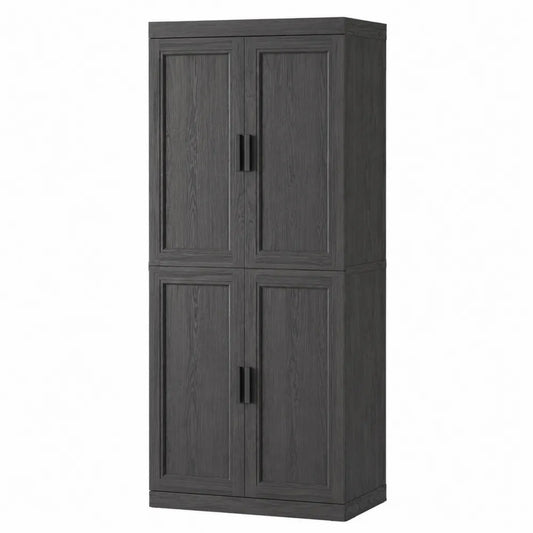 Armoire de rangement 4 portes en bois gris anthracite 183x80x40 cm