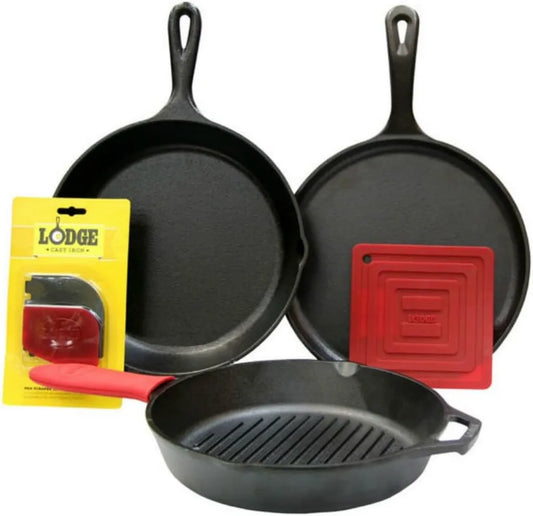 Ensemble de 7 Poêles Noires Lodge Indispensable