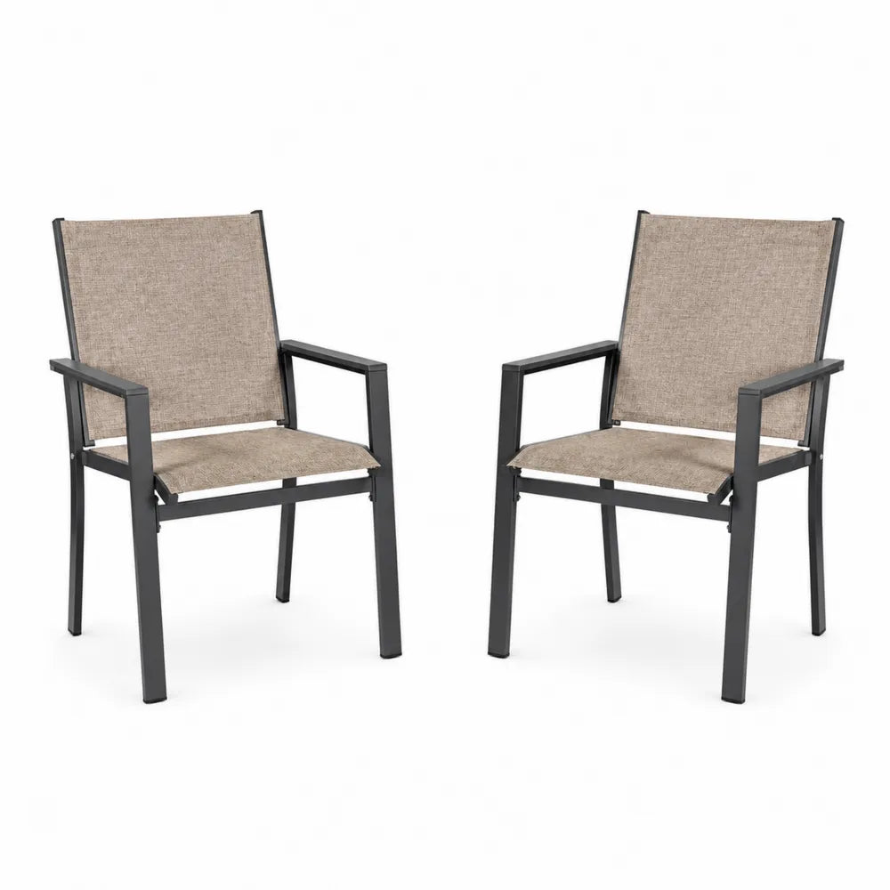 Lot de 2 chaises d'extérieur en aluminium et textile polyester beige