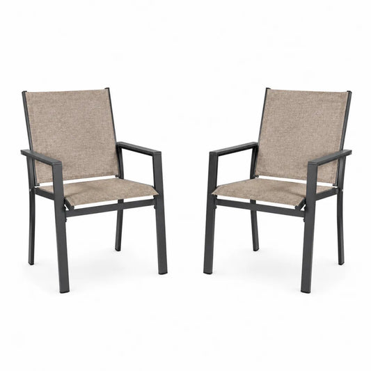 Lot de 2 chaises d'extérieur en aluminium et textile polyester beige