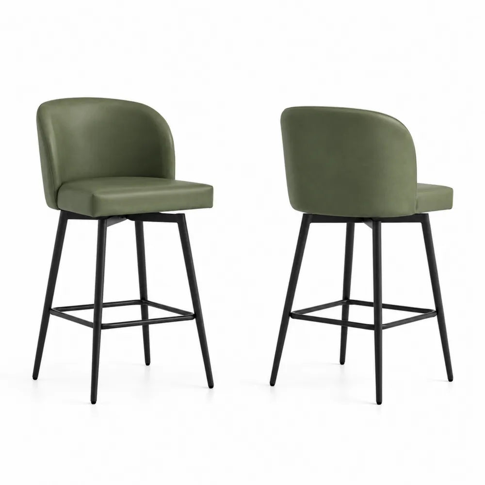 Tabourets de bar en cuir synthétique vert, lot de 2