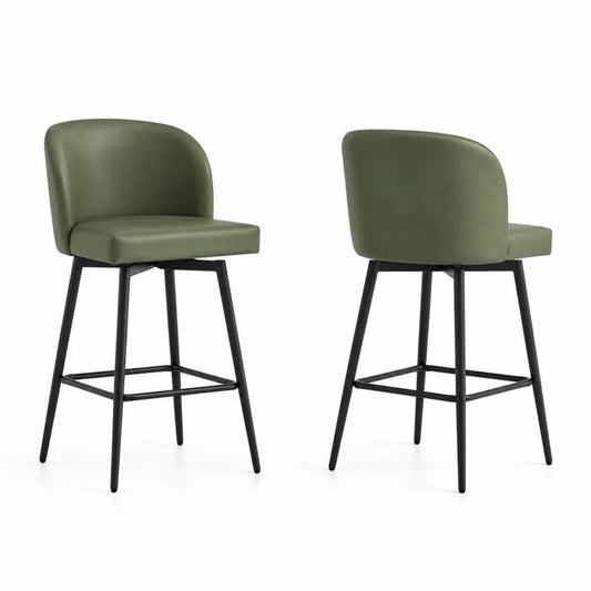 Tabourets de bar en cuir synthétique vert, lot de 2