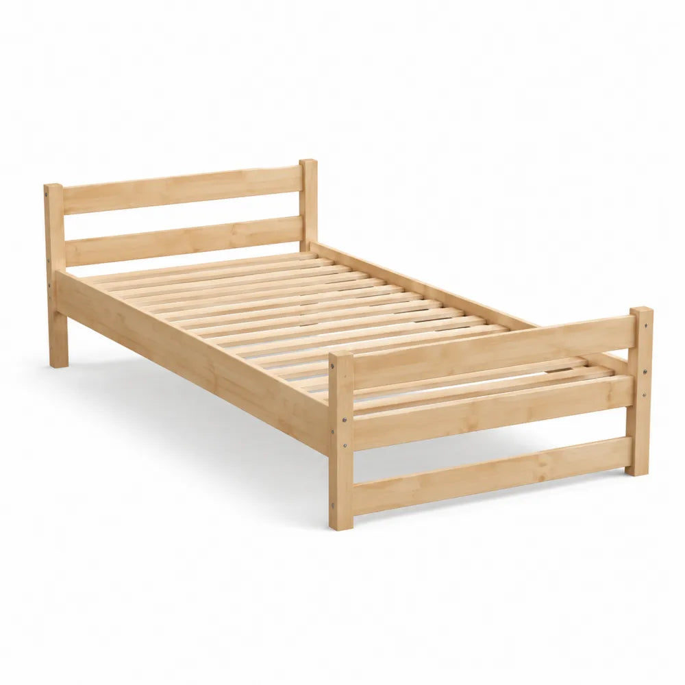 Lit simple en bois de pin massif 90x200 cm naturel