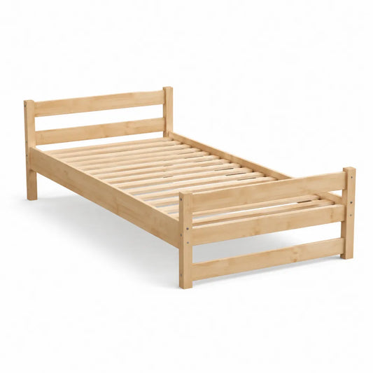 Lit simple en bois de pin massif 90x200 cm naturel