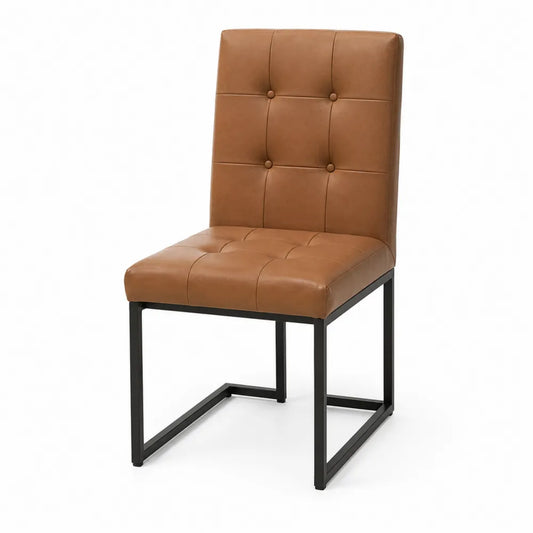 Chaise en cuir PU marron avec cadre en acier