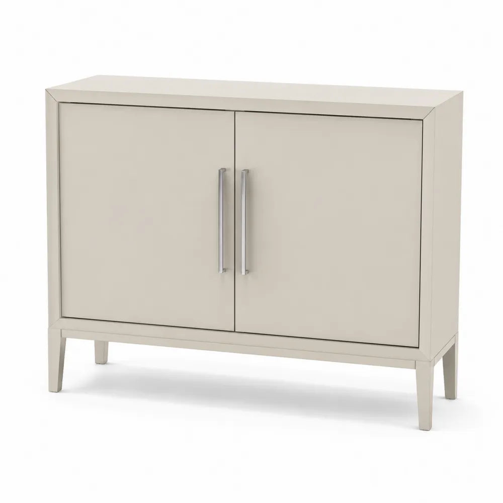 Buffet en bois MDF beige avec poignées en acier inoxydable 100x40x80 cm