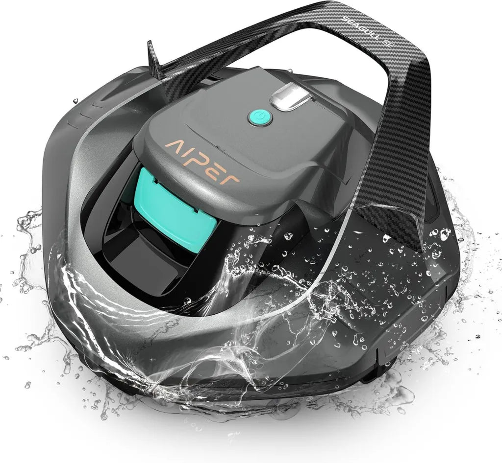 Nettoyeur de Piscine AIPER sans Fil, Robot Piscine Autonome Double Moteur, 90 Min d'Autonomie, Pour Piscines Jusqu'à 80m²