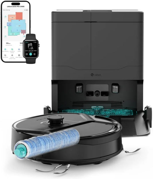 Robot Aspirateur Lefant M210 Pro, Aspiration Puissante 20000Pa, Réservoir Poussière 800ml, Compact 28cm, Nettoyage Automatique, Compatible WiFi/APP/Alexa