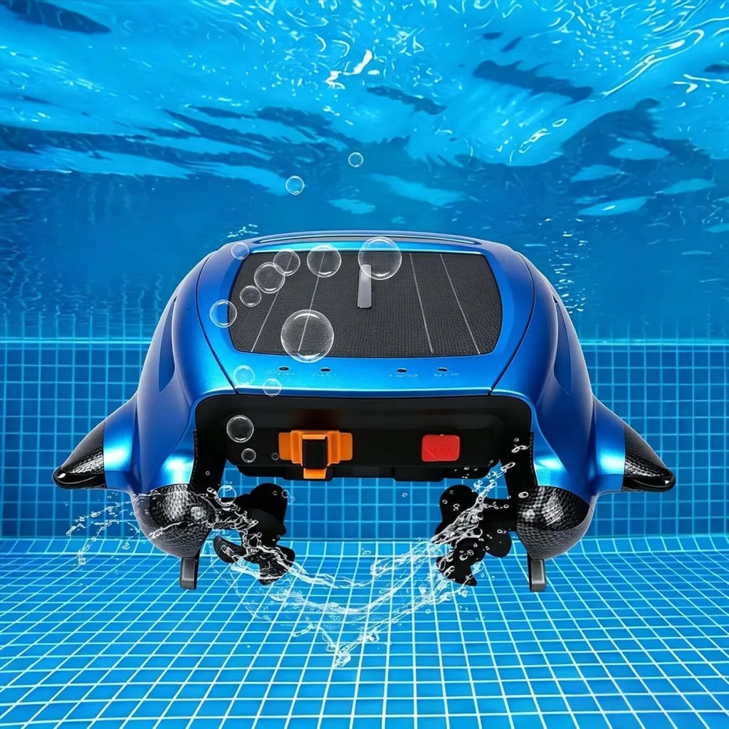 Écumoire Solaire Piscine avec Filtration Fine 450 µM – Nettoyage Intelligent via Application Blue