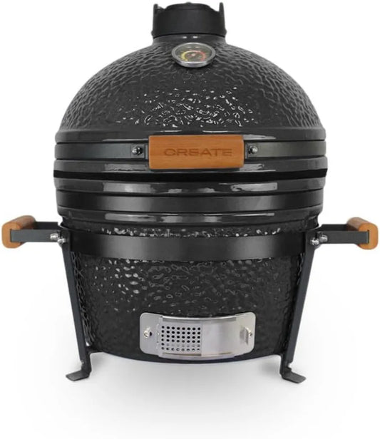 Grill Kamado Céramique 16' Noir - Barbecue Fumeur avec Contrôle de Température