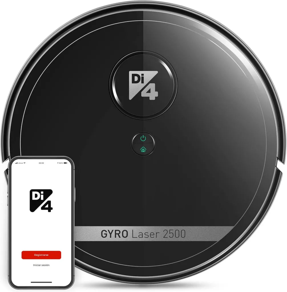 Robot Aspirateur 4-en-1 Di4 Gyro Laser 2500 avec 2500PA, Contrôle APP, Compatible Alexa et Google, Recharge Automatique, 90min d'Autonomie