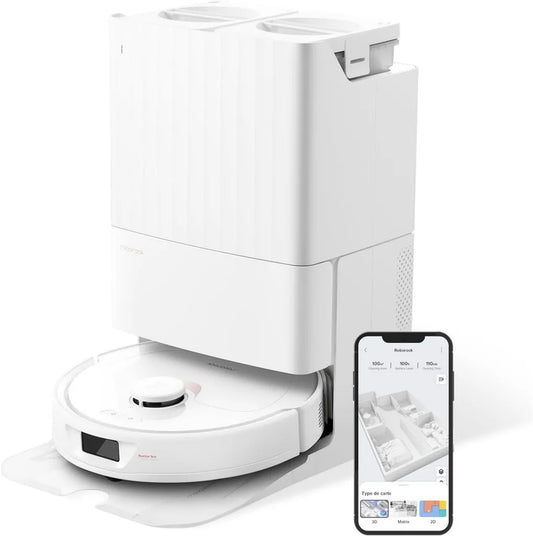 Aspirateur Robot Roborock Qrevo avec Station Auto-nettoyante, 5500 Pa, Lavage Double Rotatif, Cartographie 3D