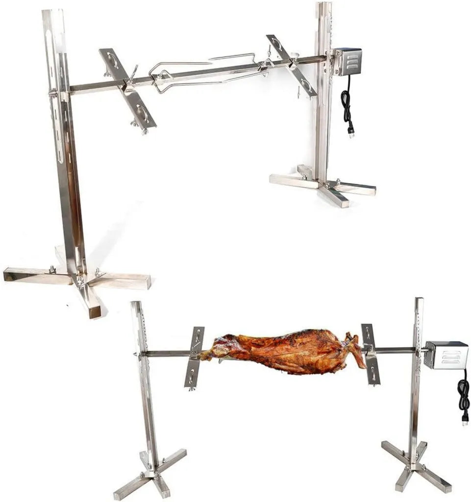 Ensemble de Rôtissoire Électrique en Acier Inoxydable - Capacité 70 kg - Pour Porc et Agneau - Barbecue Extérieur