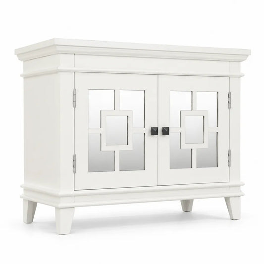 Buffet blanc en bois avec portes miroir en verre