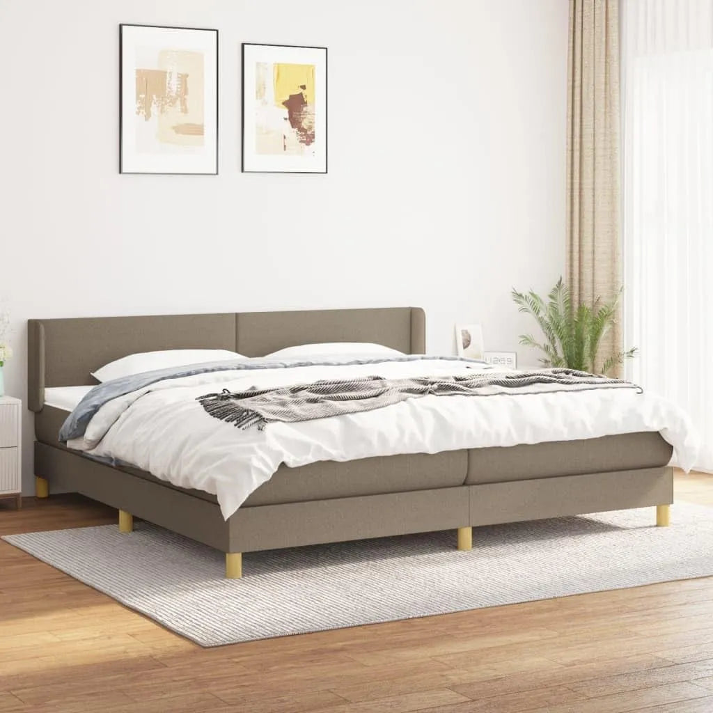 Lit rembourré et cadre de lit tapissé – revêtement en tissu, réglable, 200 × 200 cm, beige, hauteur réglable